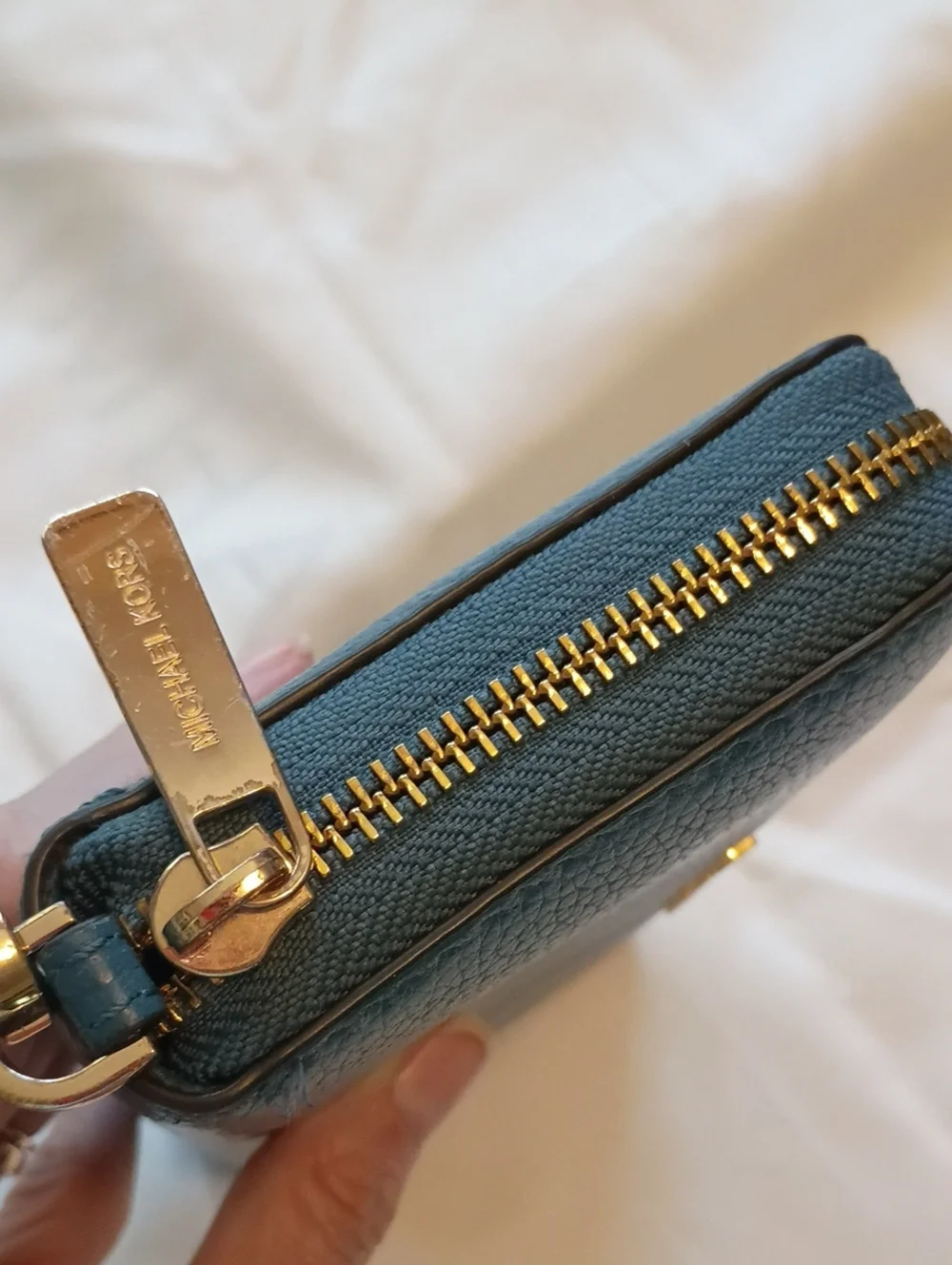Michael Kors Teal Blue Zip-Around Wristlet Wallet
